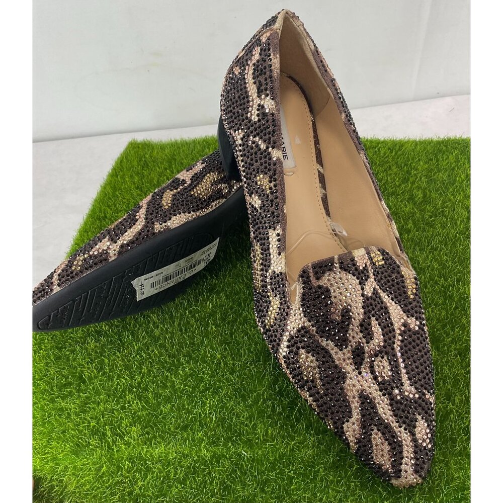 NEW Alex Marie Womens Leopard Print Embellished Loafers Size 5.5 Medium Heel